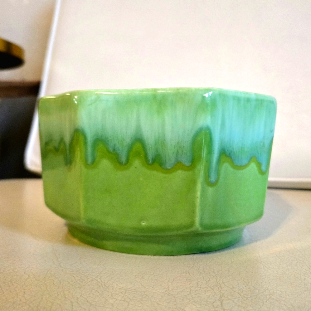 Vintage Green Blue Ceramic USA Pottery